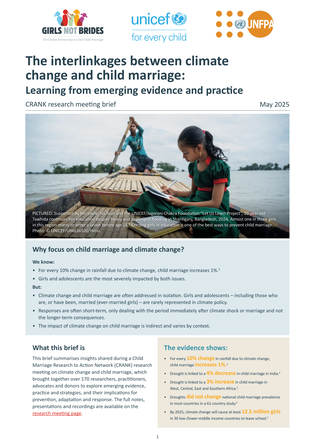 First page of the summary brief, with the title and an image of a girl dressed in green sitting on a boat writing into a notebook.